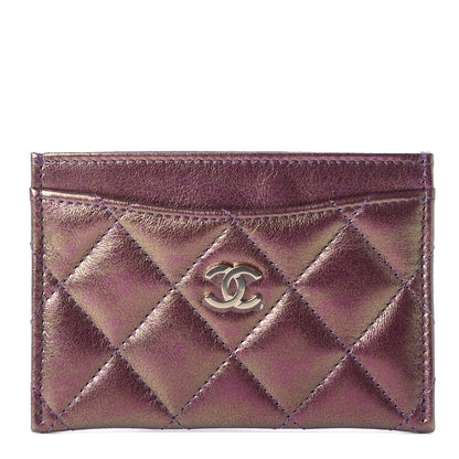 Chanel Iridescent Lambskin Quilted Card Holder Purple 1 of 9