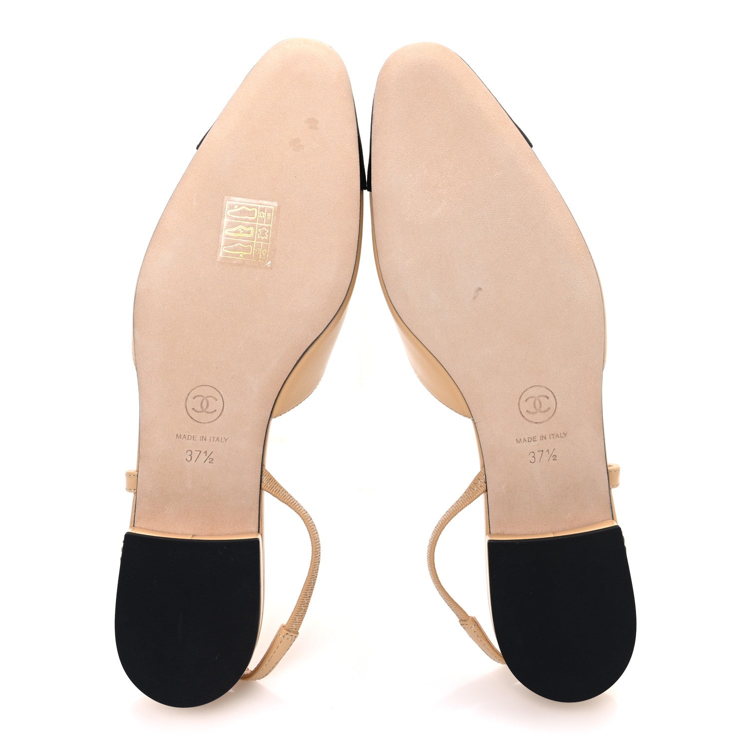 Chanel Goatskin Grosgrain Cap Toe CC Slingback Sandals 37.5 Beige Black 7 of 11