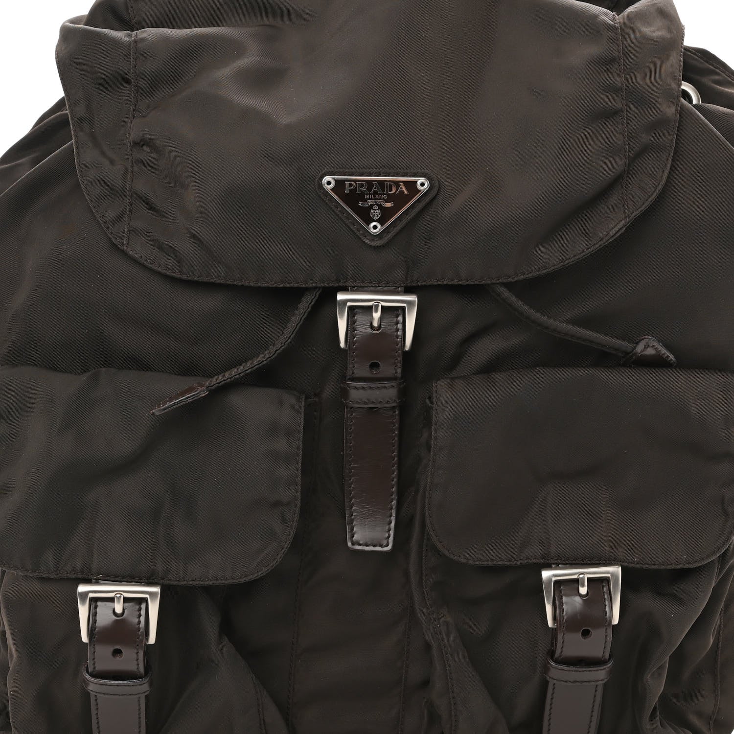 Prada Nylon Vela Medium Backpack Dark Brown 7 of 9