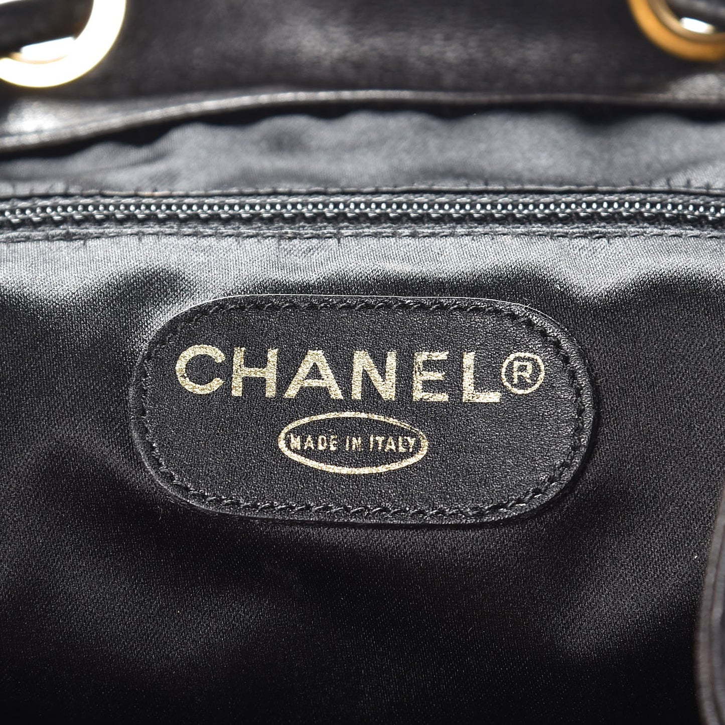 Lambskin Quilted Drawstring Backpack Black