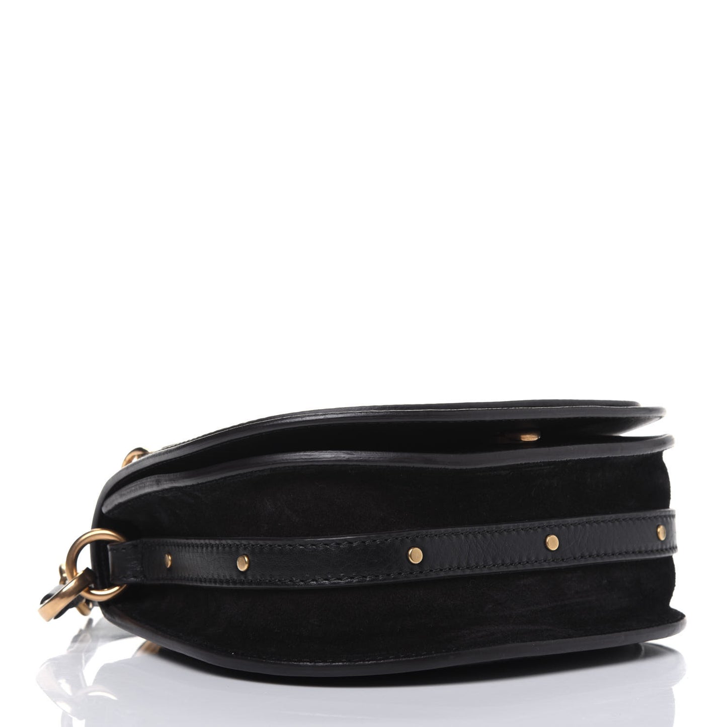 Calfskin Suede Small Nile Bracelet Bag Black