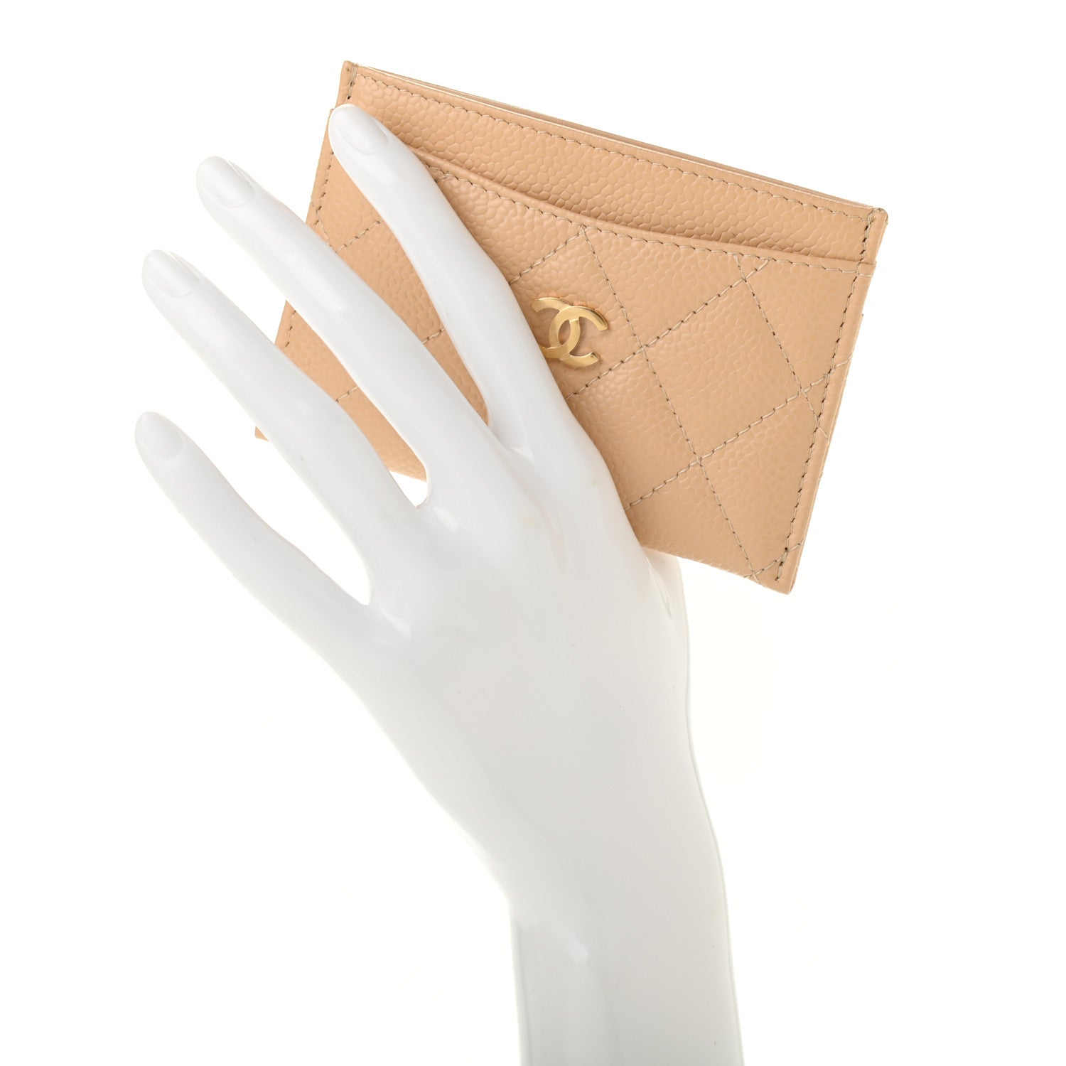 Chanel Caviar Quilted Card Holder Beige 2 of 8