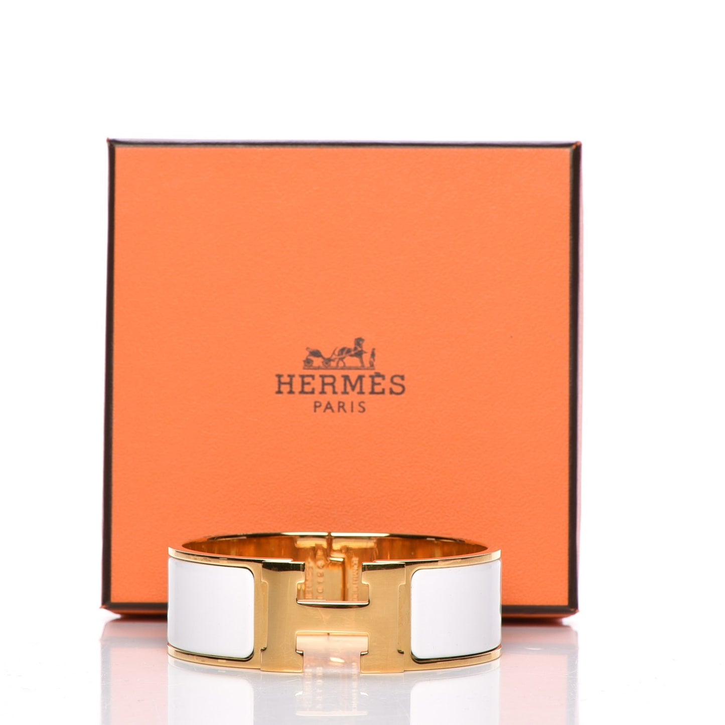 Enamel Wide Clic Clac H Bracelet PM White