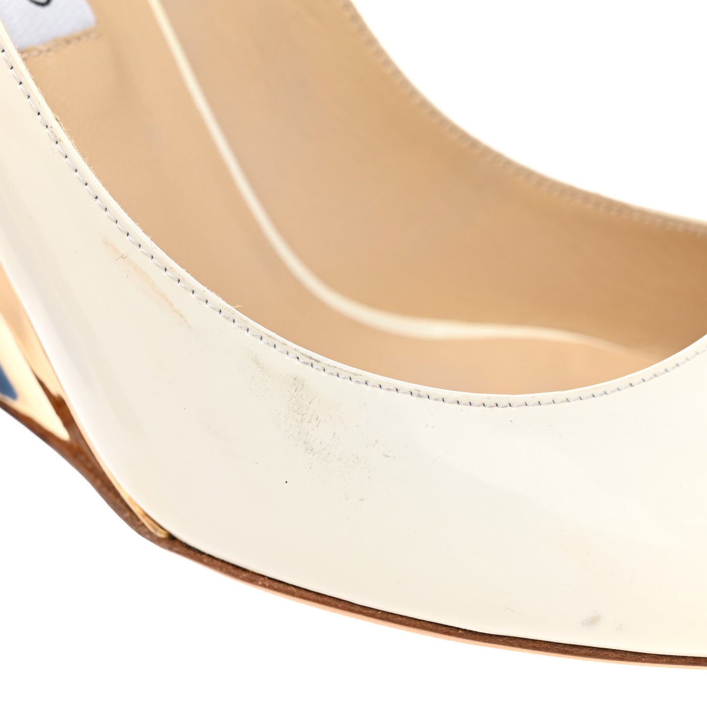 Patent Peep Toe Wedge Pumps 41 White Gold