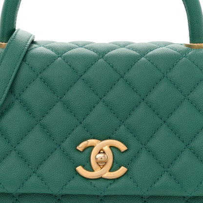 Chanel Caviar Quilted Small Coco Handle Flap Green 8 of 11