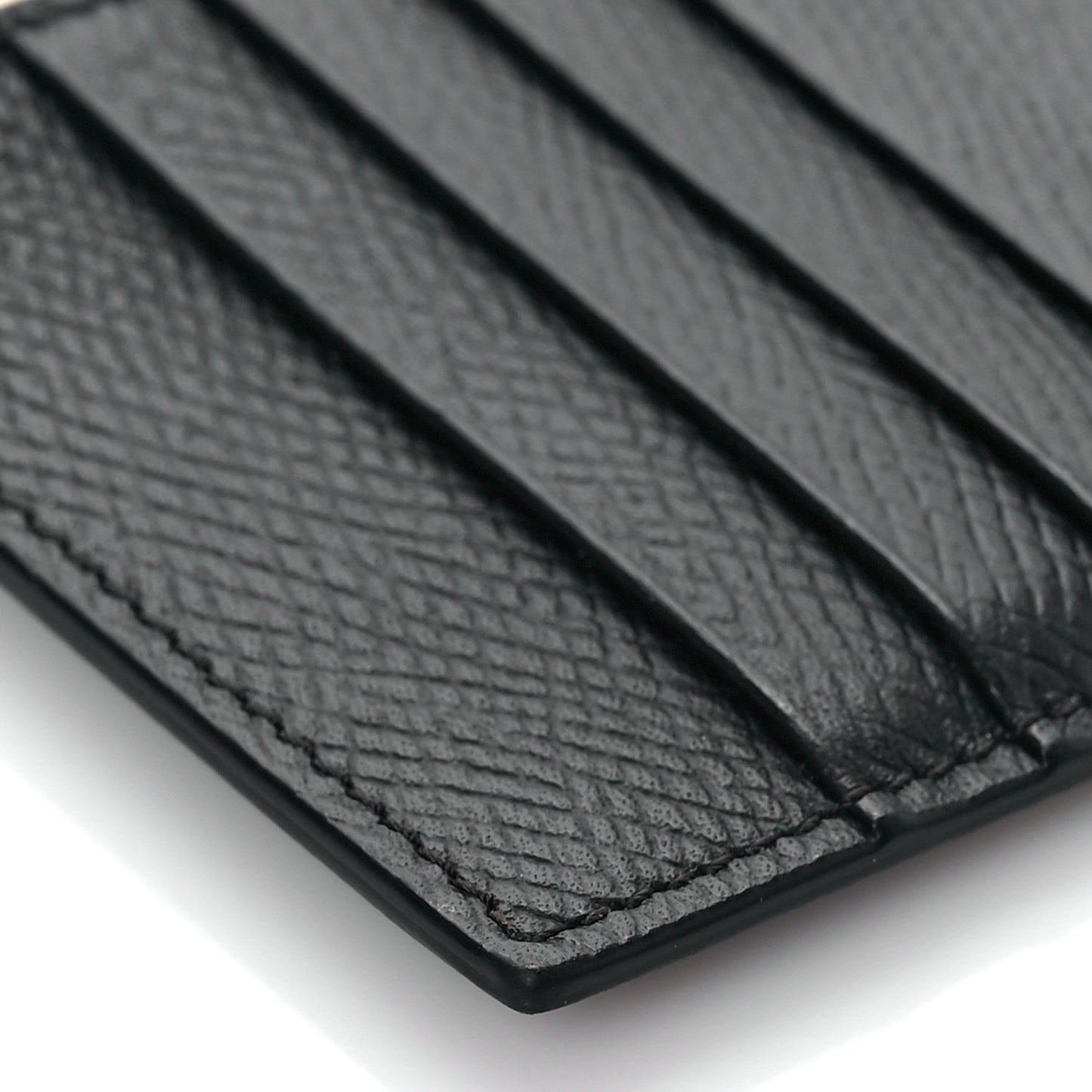 Grained Calfskin Zipped Card Holder Black