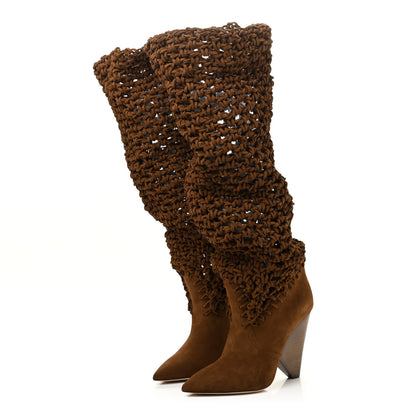 Saint Laurent Suede Twine Soho Niki 105 Thigh High Boots 37 Light Land 3 of 11