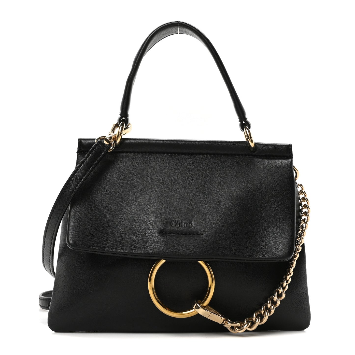 Lambskin Small Faye Top Handle Bag Black