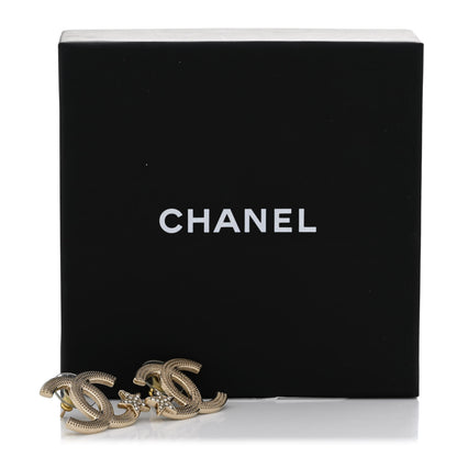 Chanel Metal Crystal CC Star Earrings Gold 5 of 5