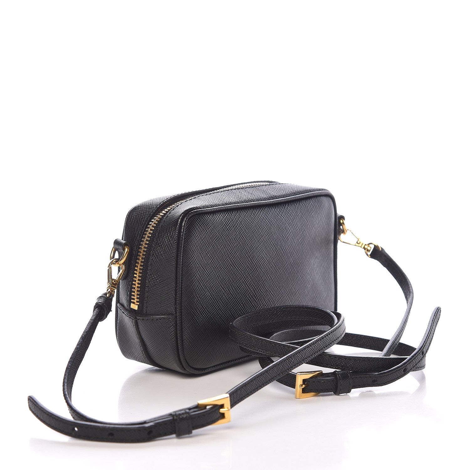 Prada Saffiano Mini Camera Crossbody Bag Black 3 of 14