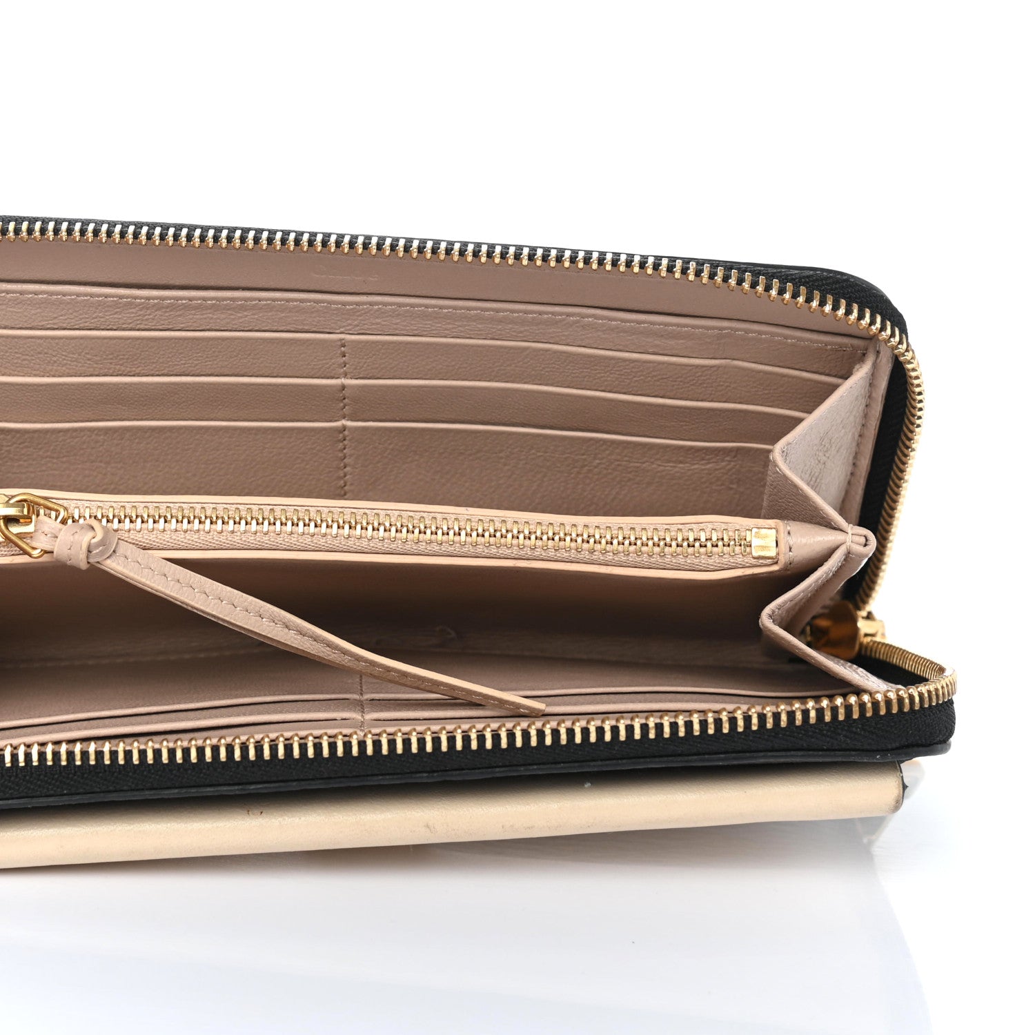 Chloe Grained Lambskin Drew Long Zipped Wallet Black Powder Beige 4 of 5