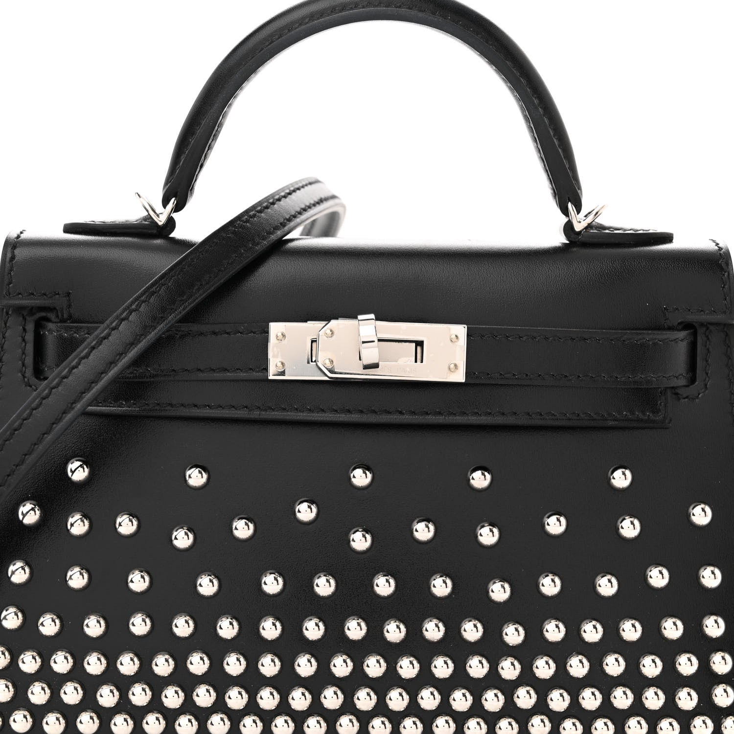 Hermes Box Studded Clouté Mini Kelly Sellier 20 Black 8 of 12