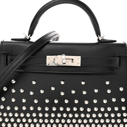 Hermes Box Studded Clouté Mini Kelly Sellier 20 Black 8 of 12
