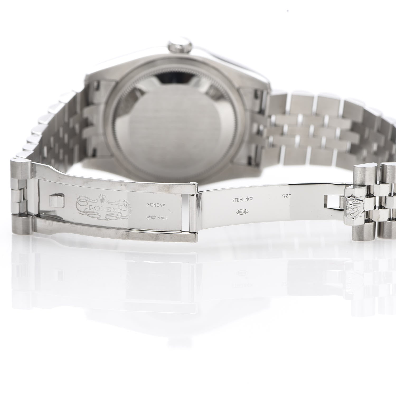 Rolex Stainless Steel 18K White Gold Diamond 36mm Oyster Perpetual Datejust Watch Silver Flowers 118244 6 of 9