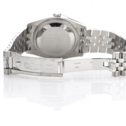 Rolex Stainless Steel 18K White Gold Diamond 36mm Oyster Perpetual Datejust Watch Silver Flowers 118244 6 of 9