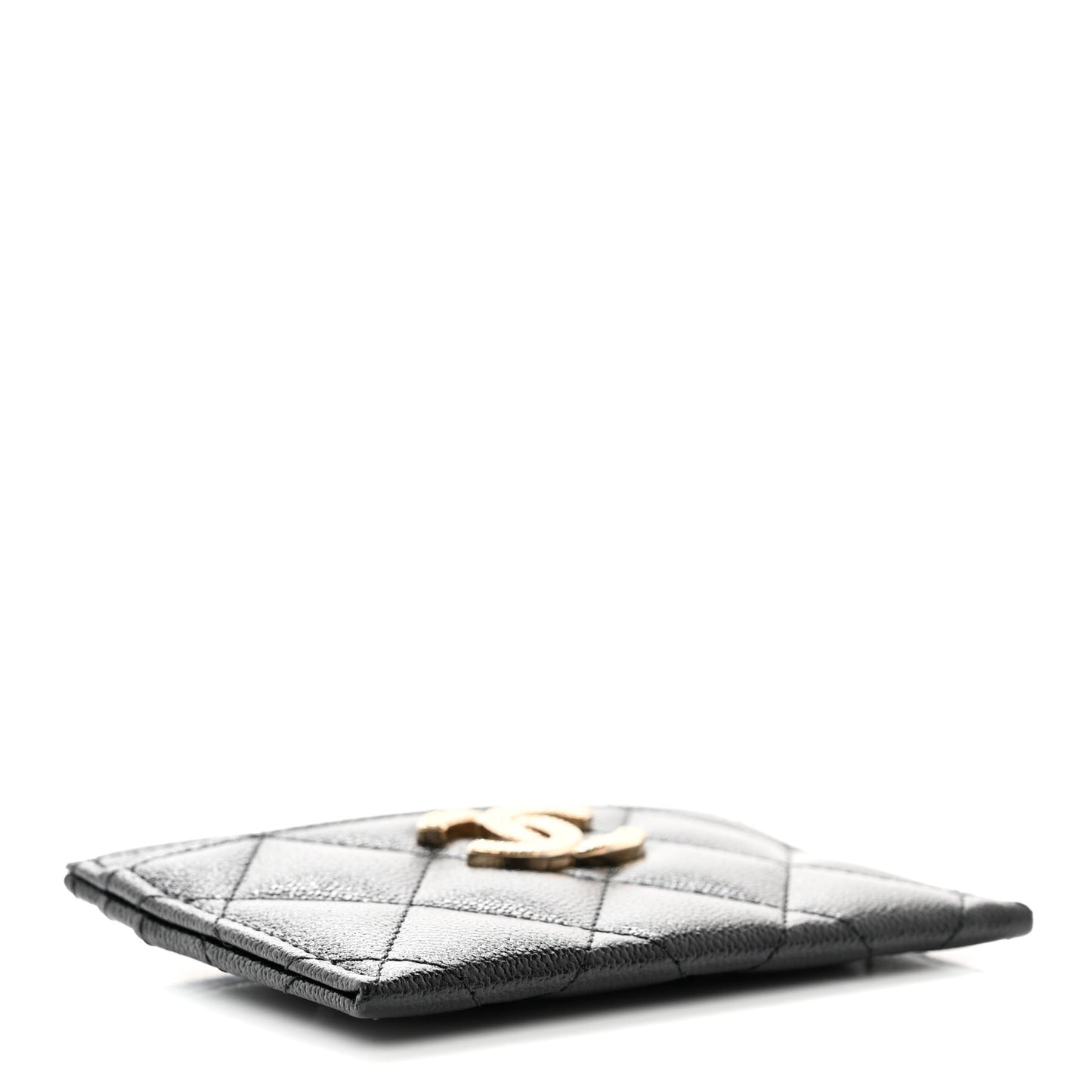Caviar Quilted Studded CC Card Holder Black