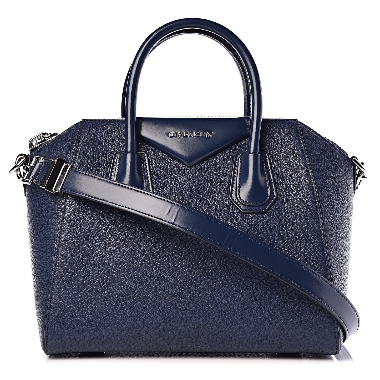 Grained Calfskin Small Antigona Night Blue