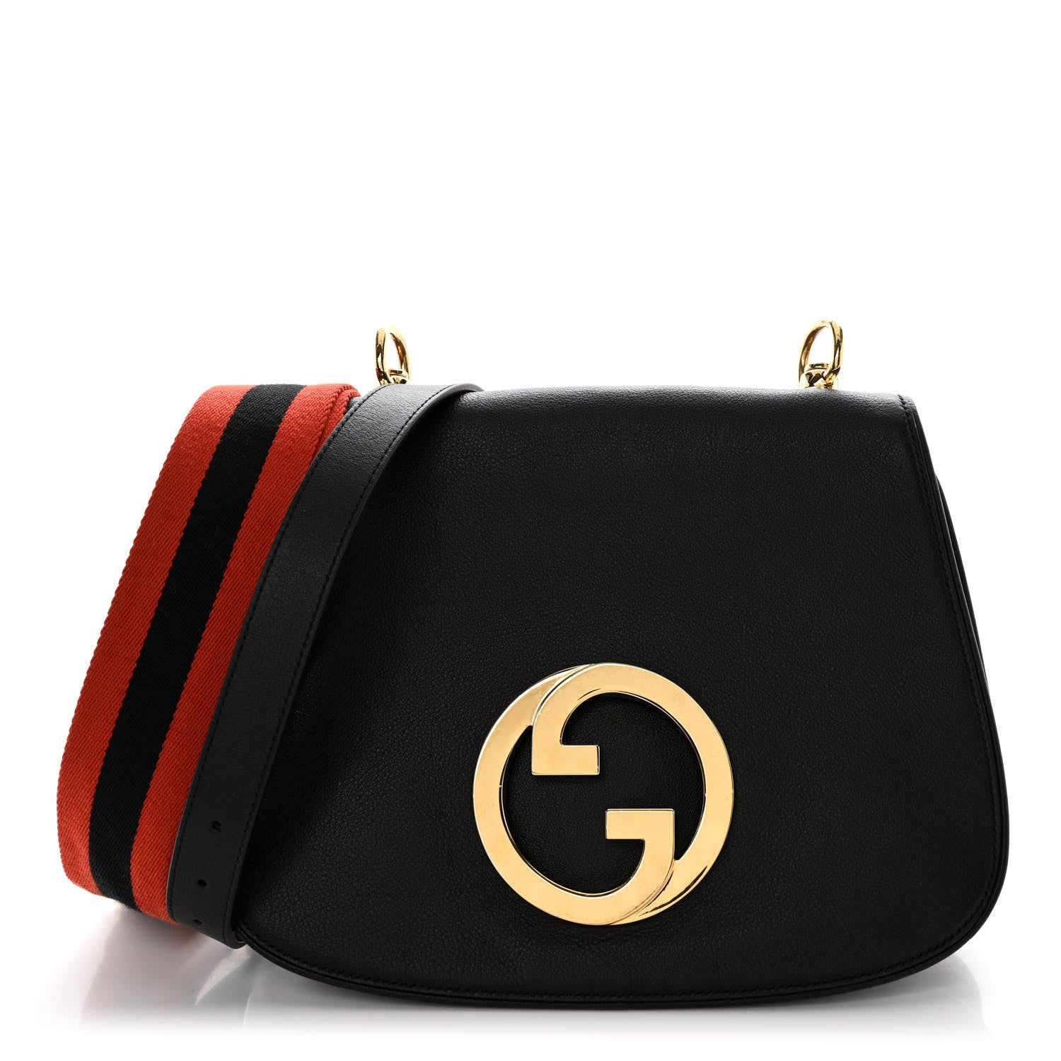 Gucci Roxy Calfskin Web Medium Blondie Shoulder Flap Bag Black 1 of 10