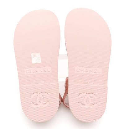 Chanel Calfskin Hair Suede Shearling Dad Sandals 39.5 Light Pink 5 of 8