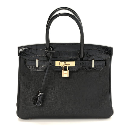 Hermes Togo Shiny Niloticus Crocodile Birkin Touch 30 Black 1 of 11