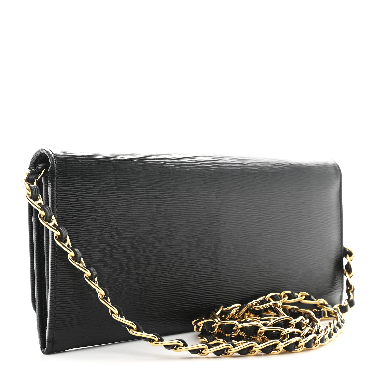 Prada Vitello Move Metal Oro Chain Wallet Black 3 of 10