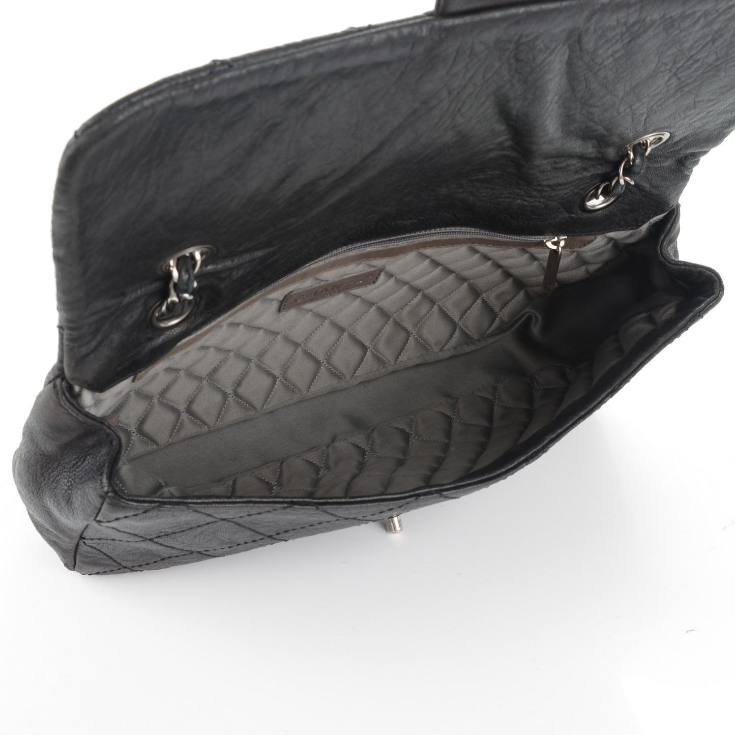 Distressed Lambskin Le Marais Ligne Flap Black