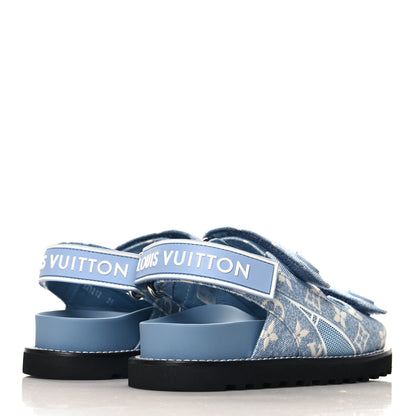 Louis Vuitton Monogram Denim Paseo Flat Comfort Sandals 35 Light Blue 5 of 8