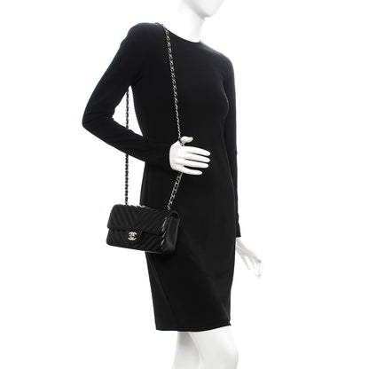 Chanel Lambskin Chevron Quilted Mini Rectangular Flap Black 2 of 10