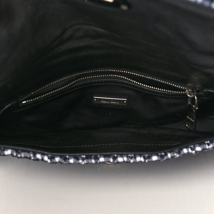 Miu Miu Nappa Matelasse Crystal Flap Clutch Black White 5 of 9