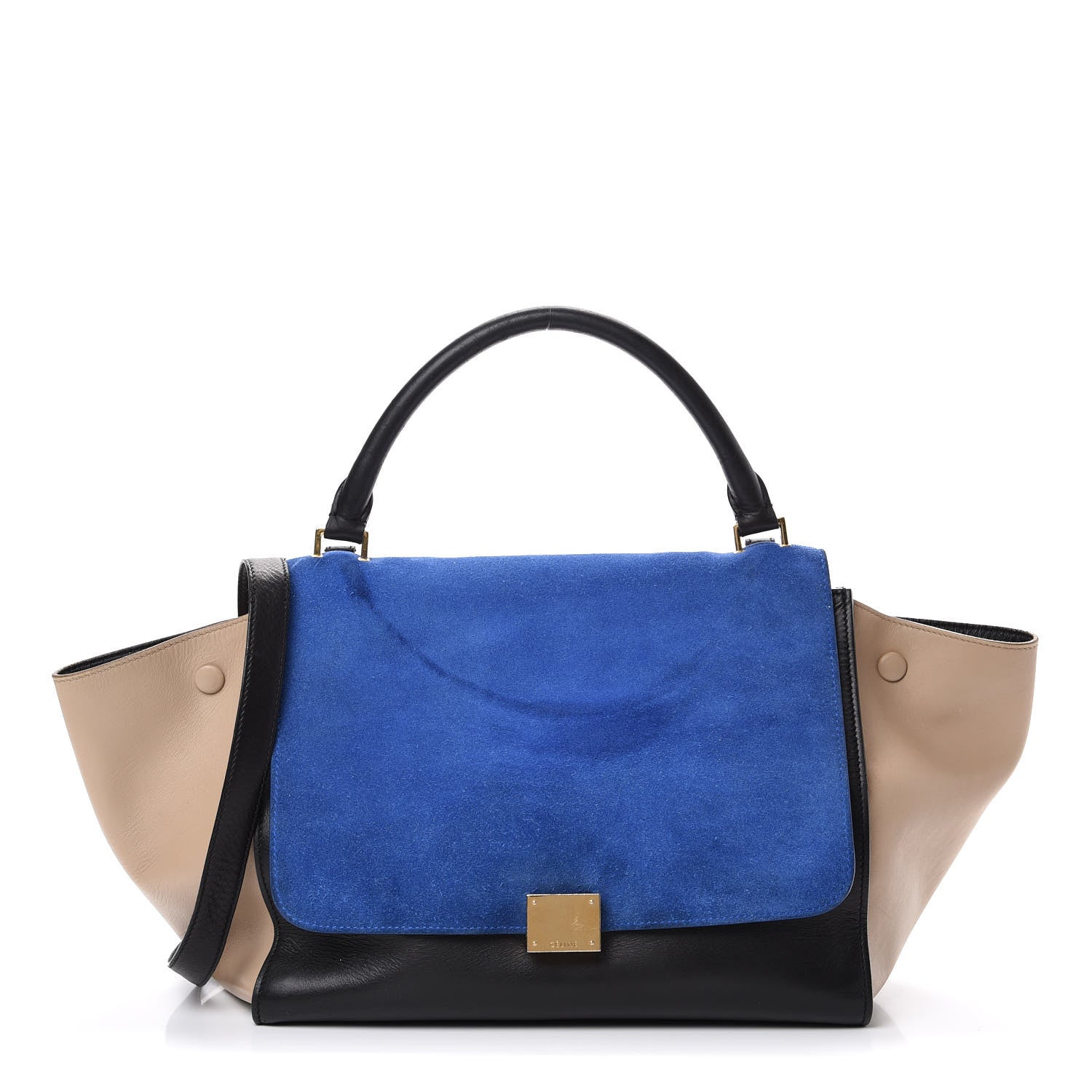 Celine Smooth Calfskin Suede Medium Tri-Color Trapeze Royal Blue 1 of 21