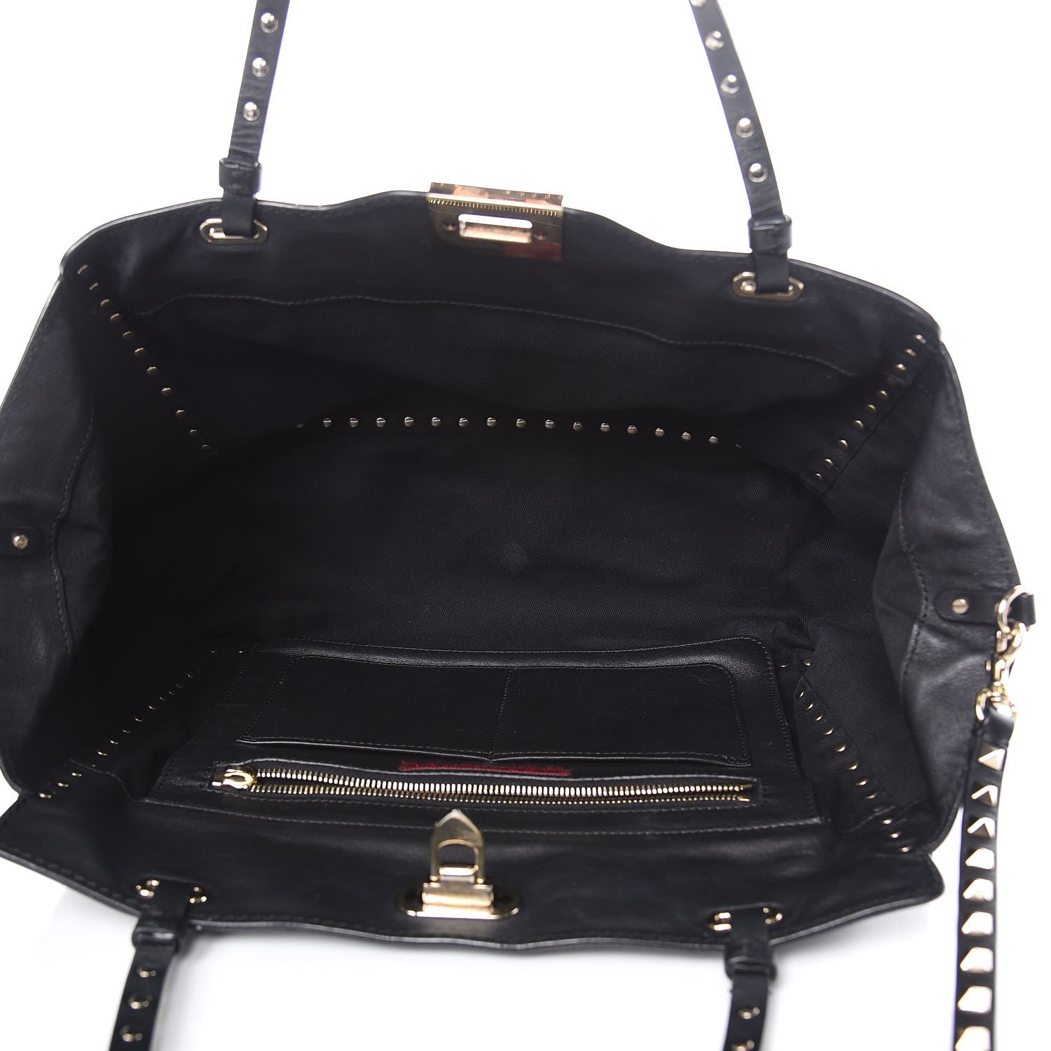 Valentino Garavani Vitello Medium Rockstud Tote Black 6 of 14