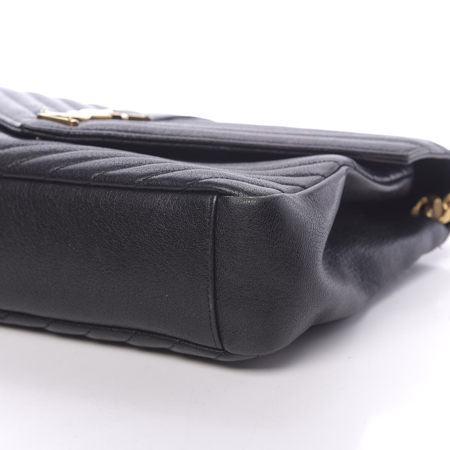 Saint Laurent Sheepskin Matelasse Chevron Monogram Large College Satchel Black 9 of 11