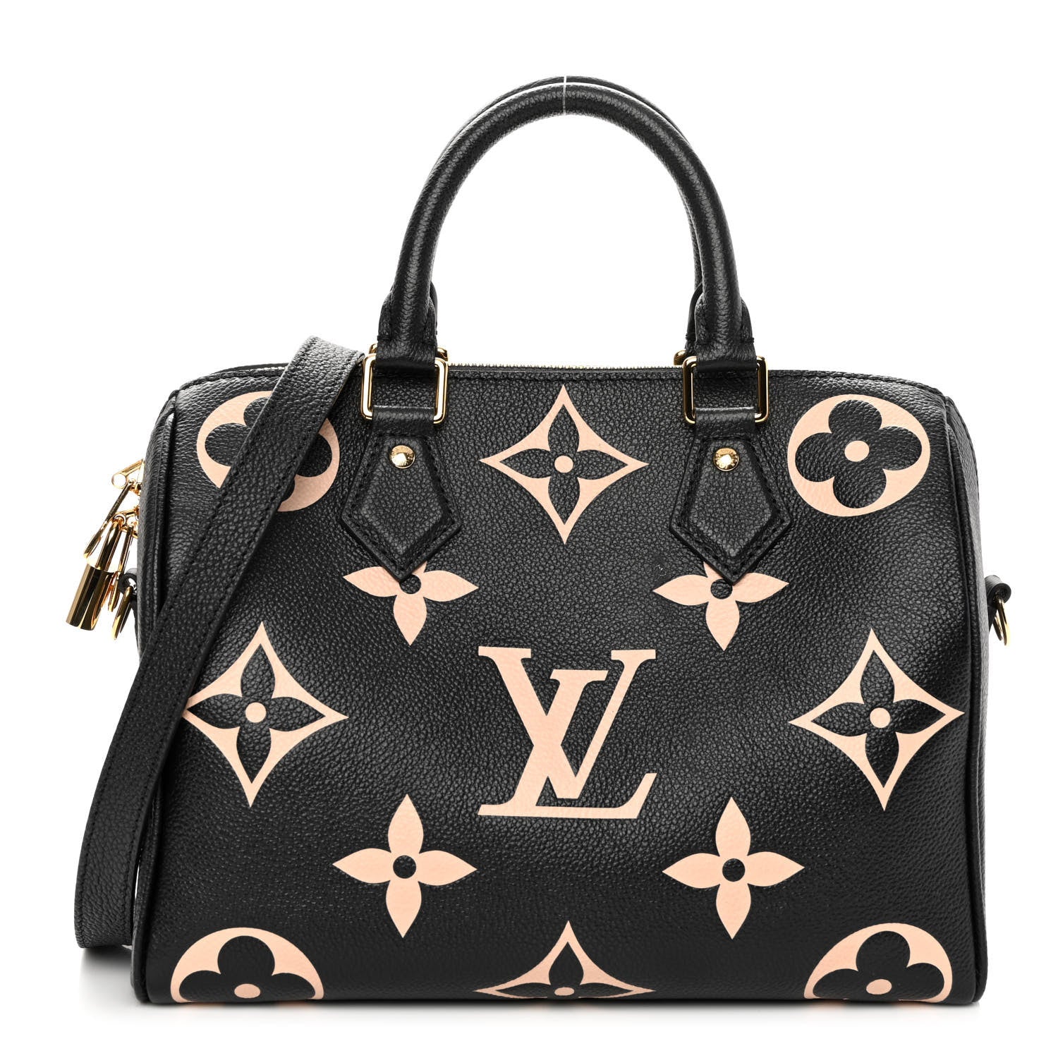 Louis Vuitton Empreinte Monogram Giant Speedy Bandouliere 25 Black Beige 1 of 11