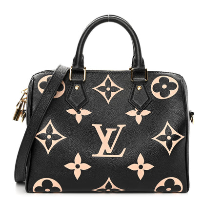 Louis Vuitton Empreinte Monogram Giant Speedy Bandouliere 25 Black Beige 1 of 11