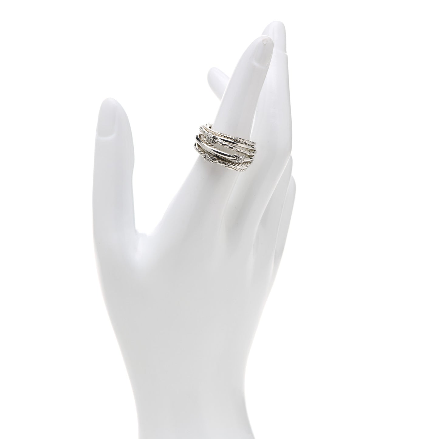 Sterling Silver Diamond Triple X Crossover Ring 54 7