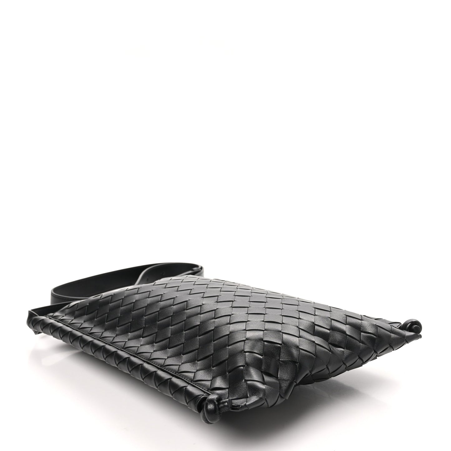 Nappa Intrecciato Large Flat Loop Messenger Black