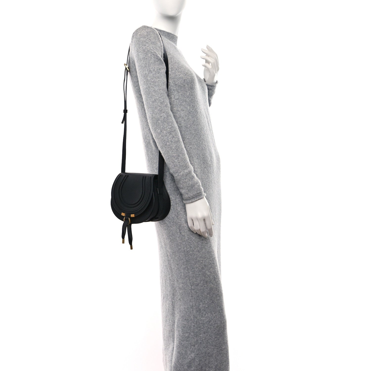 Chloe Grained Calfskin Small Marcie Saddle Bag Black 3 of 8