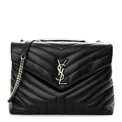 Saint Laurent Calfskin Y Quilted Monogram Medium Loulou Chain Satchel Black 2 of 10