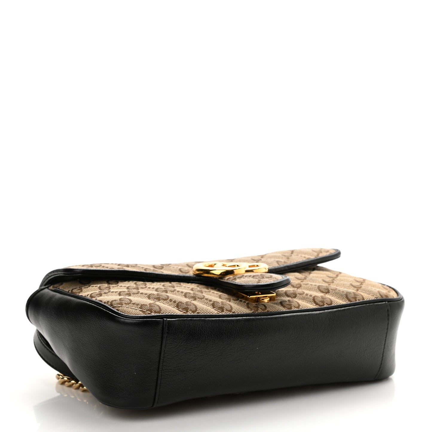 Monogram Matelasse Diagonal Small GG Marmont Shoulder Bag Beige Black