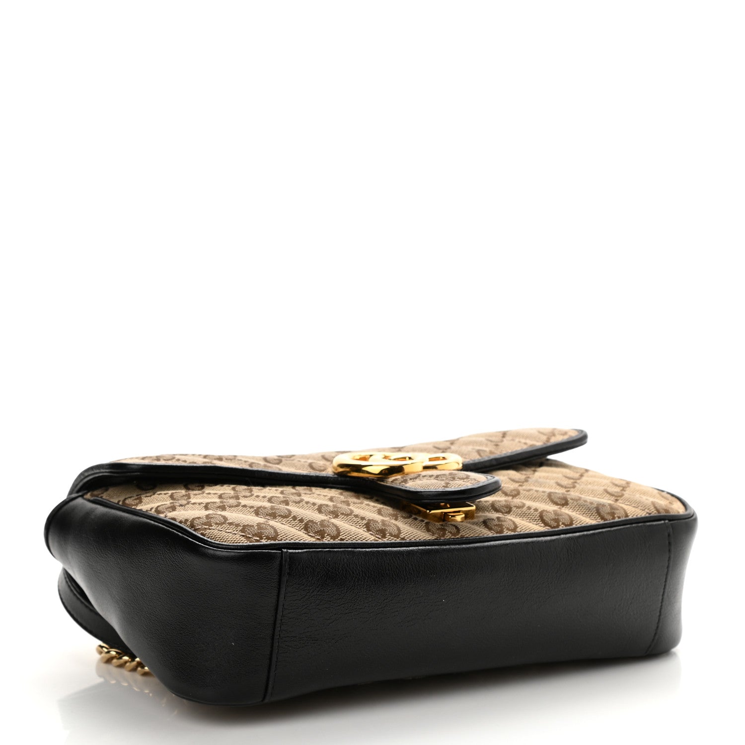 Gucci Monogram Matelasse Diagonal Small GG Marmont Shoulder Bag Beige Black 4 of 8