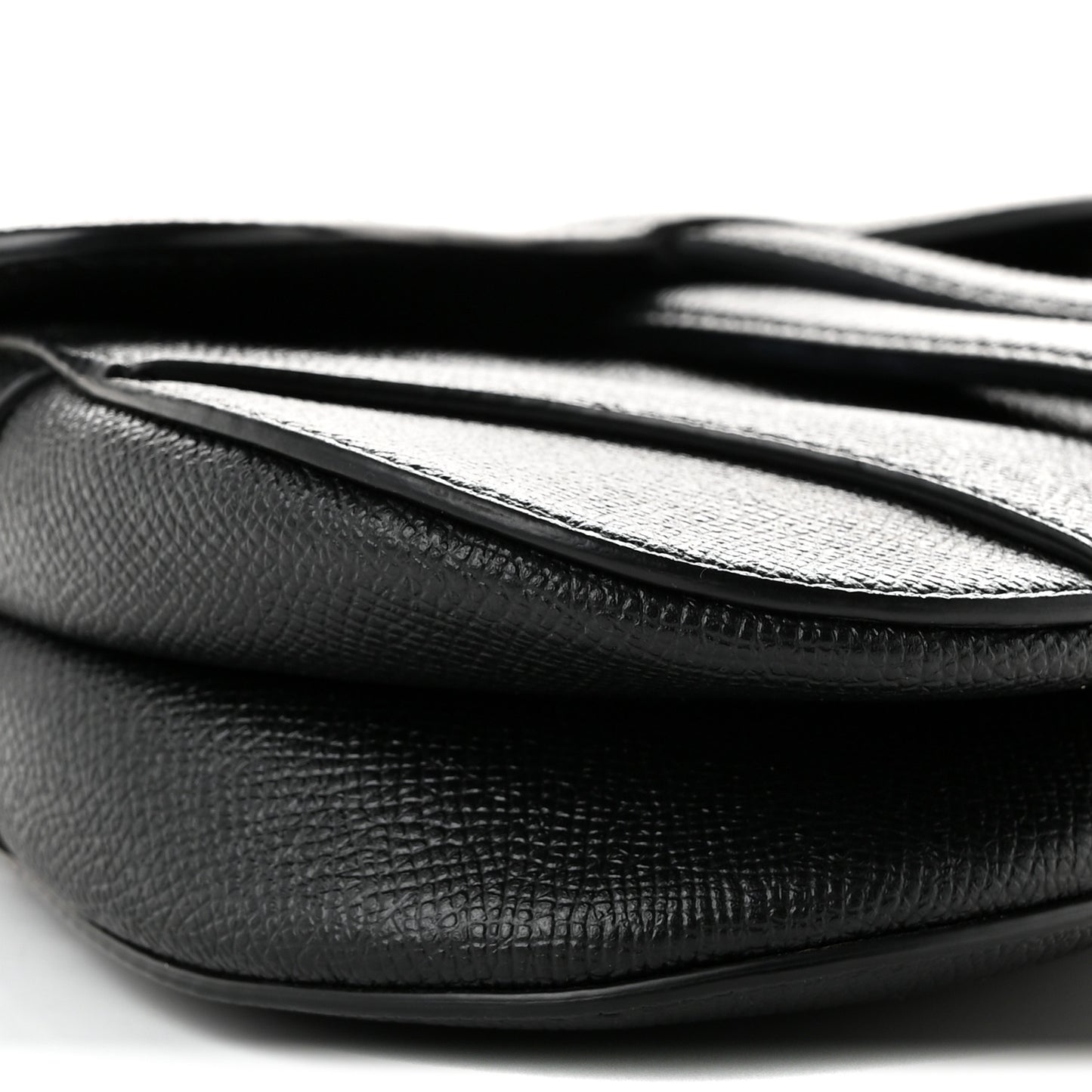 Grained Calfskin Mini Saddle Bag Black