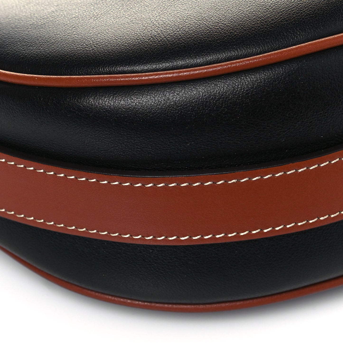 Smooth Calfskin Medium Strap Ava Shoulder Bag Black Tan