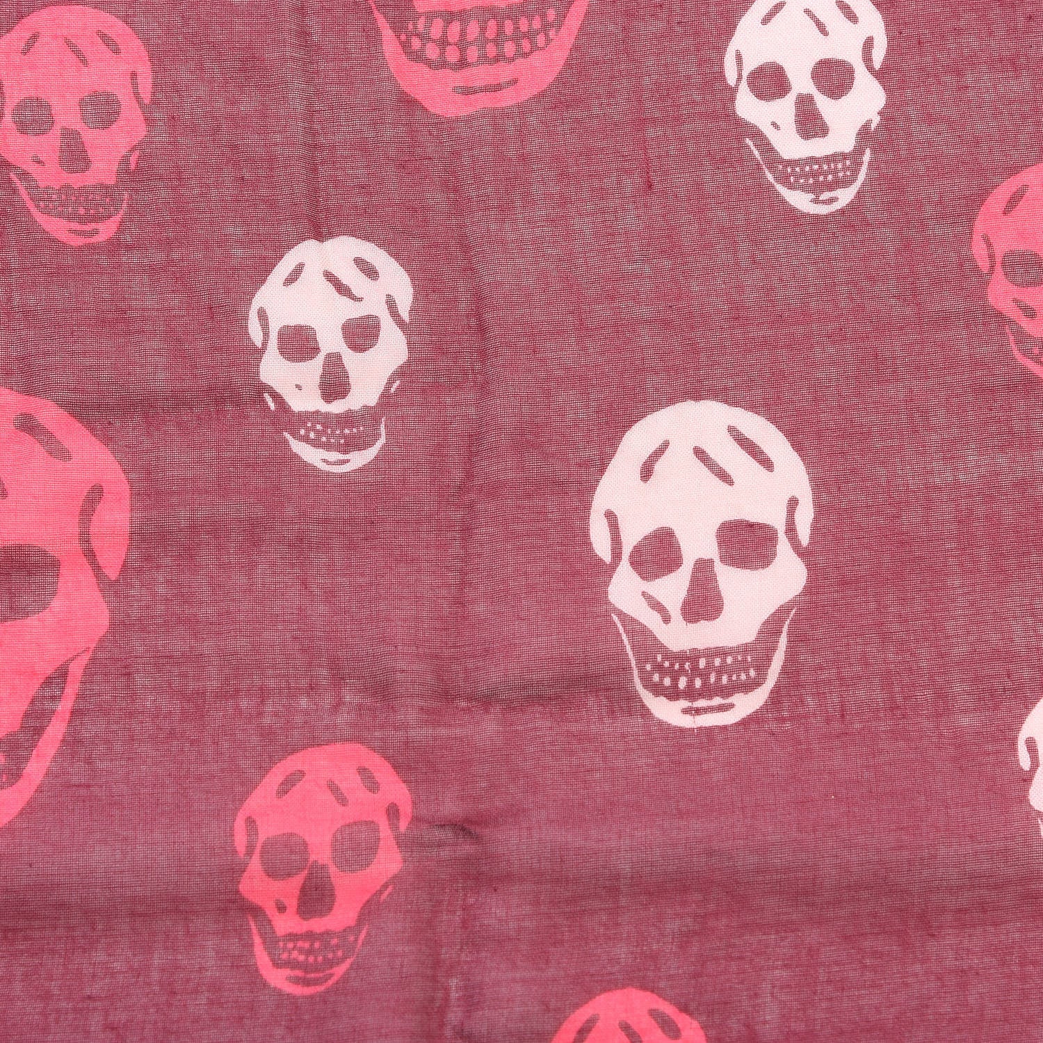 Alexander McQueen Modal Silk Skull Scarf Burgundy Pink 6 of 7