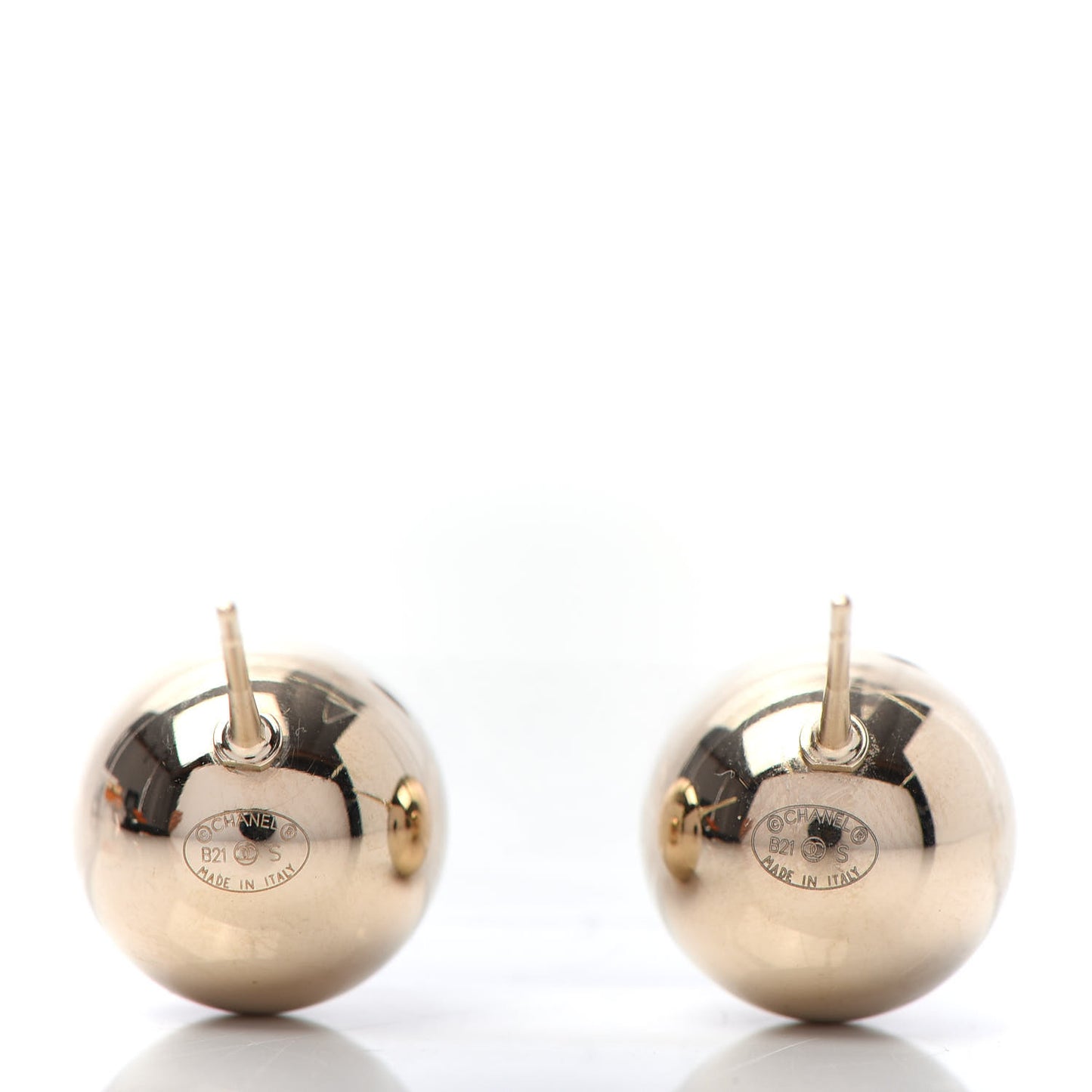 Metal Bead CC Stud Earrings Gold