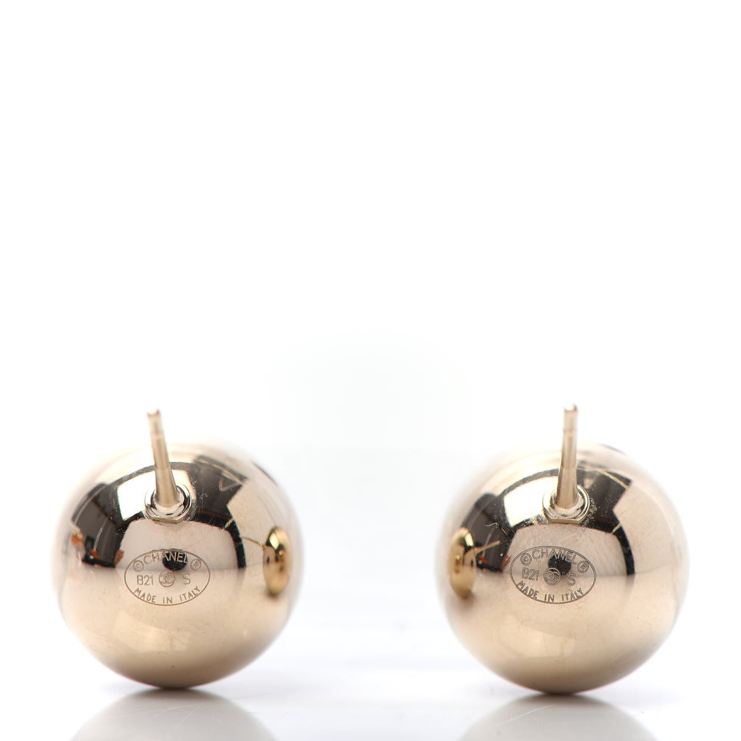 Chanel Metal Bead CC Stud Earrings Gold 4 of 4