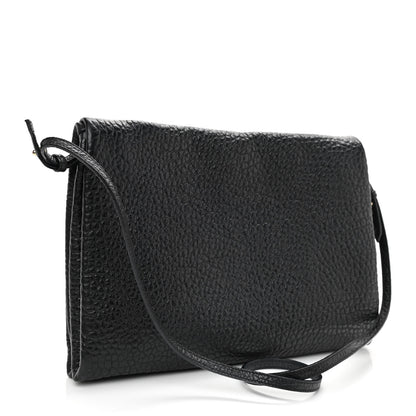 Burberry Signature Grain Calfskin Check Embossed Medium Balmoral Clutch Bag Black 3 of 10