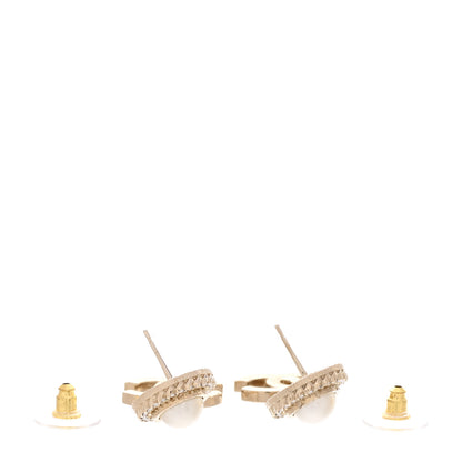 Chanel Crystal Pearl Bow-tiful CC Drop Earrings Gold 3 of 5