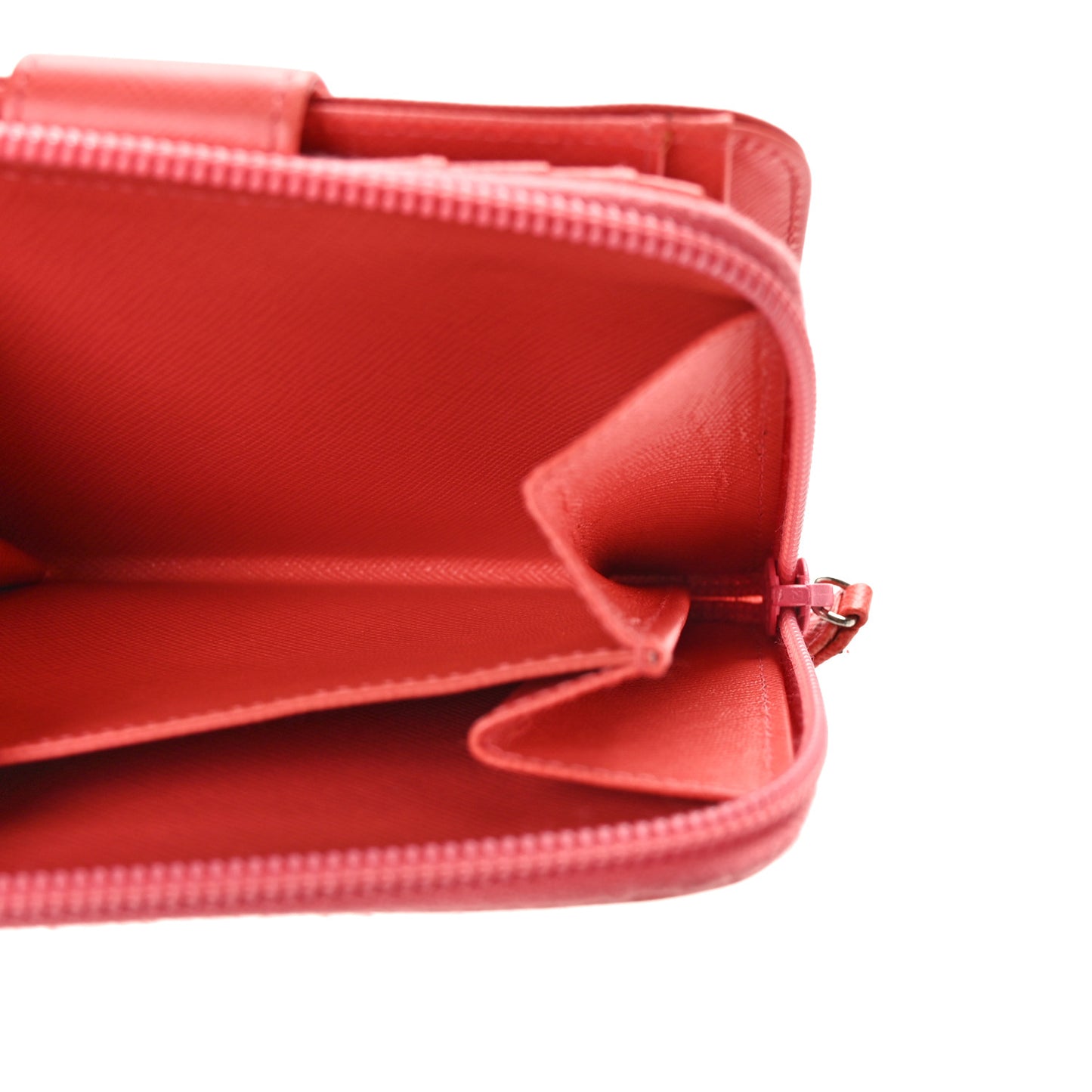 Saffiano Triangle Compact Zip Around Wallet Pink