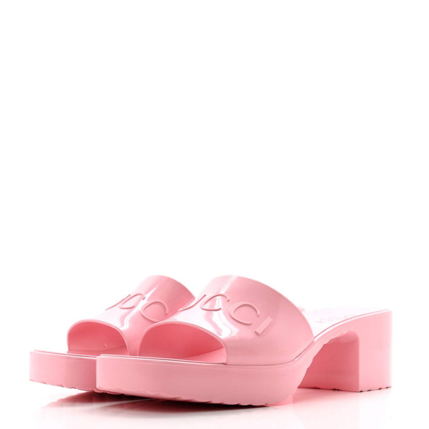 Rubber Gucci Logo Womens Platform 20/60mm Slide Sandals 36 Wild Rose