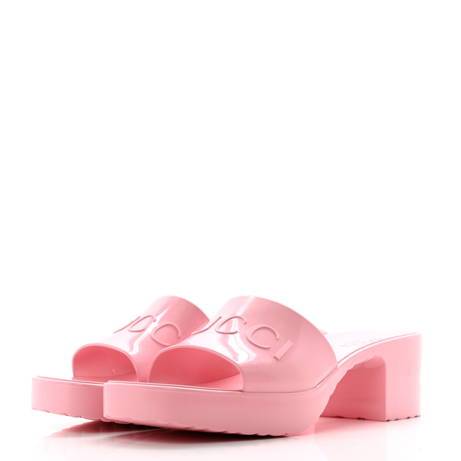 Gucci Rubber Gucci Logo Womens Platform 20/60mm Slide Sandals 36 Wild Rose 3 of 9